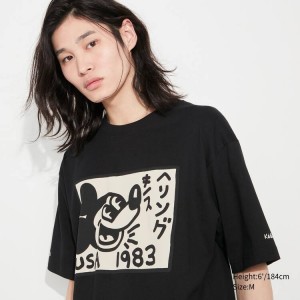 Pánské Tričko Uniqlo Mickey X Keith Haring Ut Grafická Černé | ETHRYXK-42