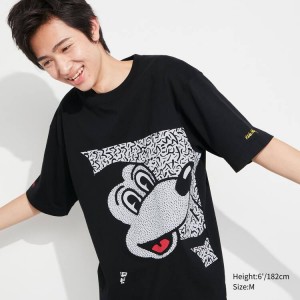 Pánské Tričko Uniqlo Mickey X Keith Haring Ut Grafická Černé | LGXHFKJ-53