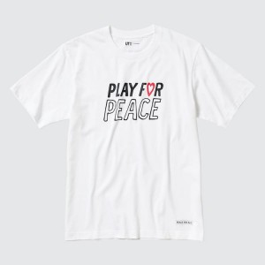 Pánské Tričko Uniqlo Peace For All Ut Grafická (Kei Nishikori) Bílé | XTFWOJQ-61