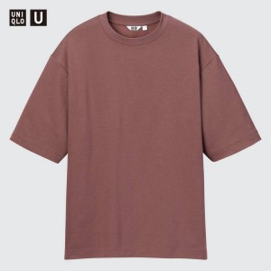 Pánské Tričko Uniqlo U Airism Bavlněné Crew Neck Oversized Vínové | YGXLCZK-04