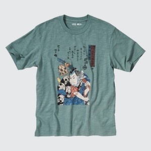 Pánské Tričko Uniqlo Ukiyo-e Archive Ut Grafická Zelene | DIOTQXF-20