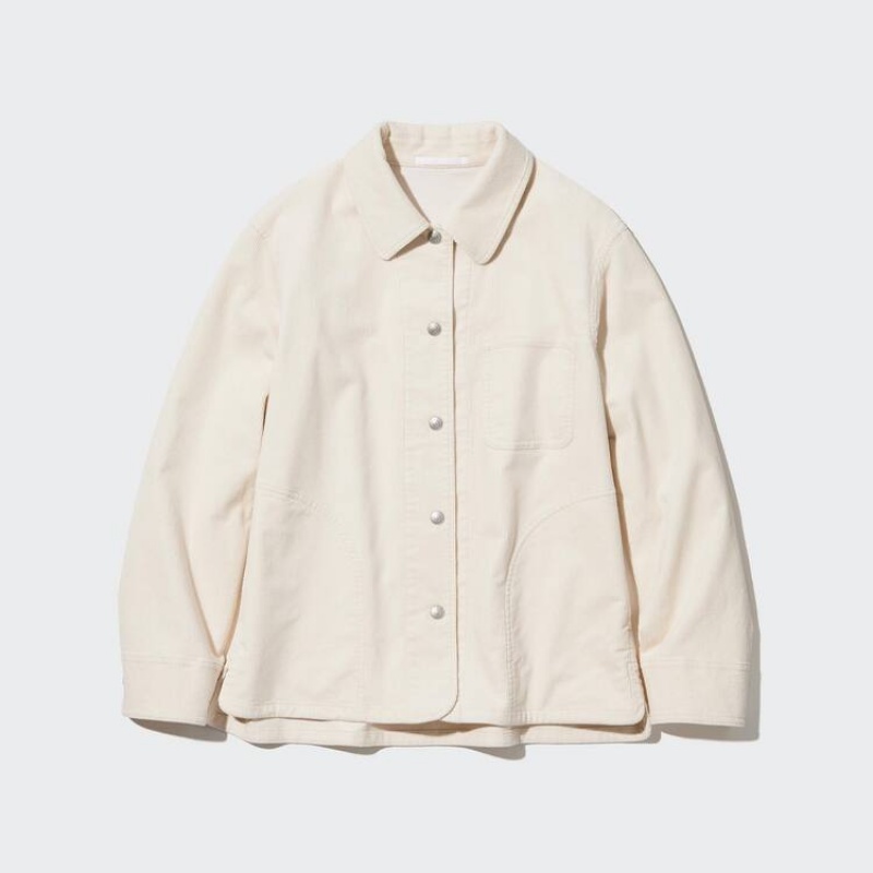 Dámské Bundy Uniqlo Corduroy Coverall Bílé | NTEWRBC-61