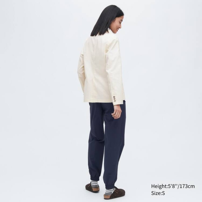 Dámské Bundy Uniqlo Jw Anderson Linen Blend Bílé | OTJKPEI-47