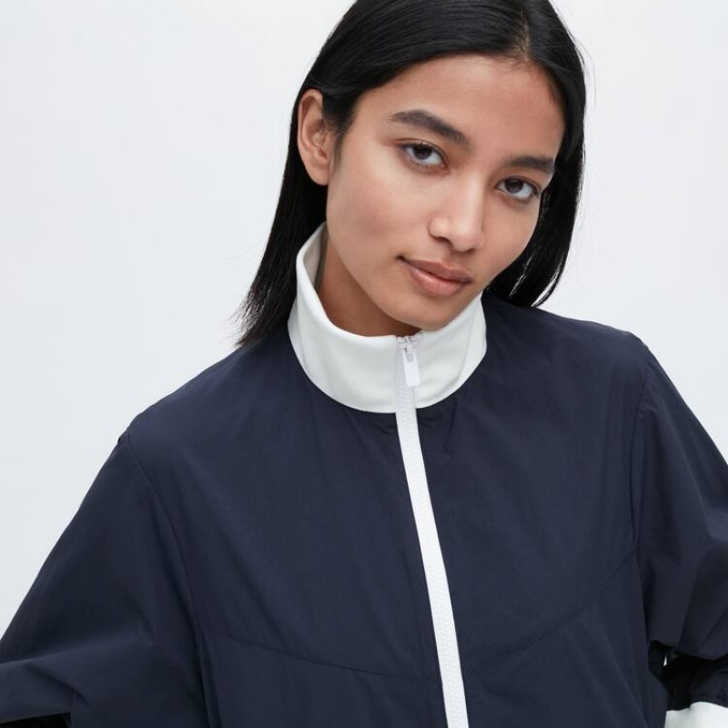 Dámské Bundy Uniqlo Jw Anderson Žebrovaný Běžné Tmavě Blankyt | JHPGYEZ-68