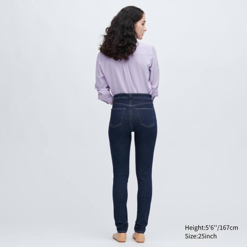 Dámské Džíny Uniqlo Ultra Stretch High Rise Hubená Fit Tmavě Blankyt | RJAWFOT-47