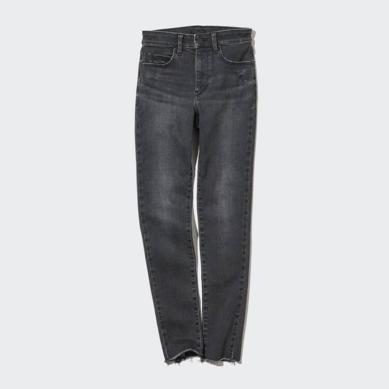 Dámské Džíny Uniqlo Ultra Stretch High Rise Hubená Fit Distressed Šedé | XUKYLGF-10