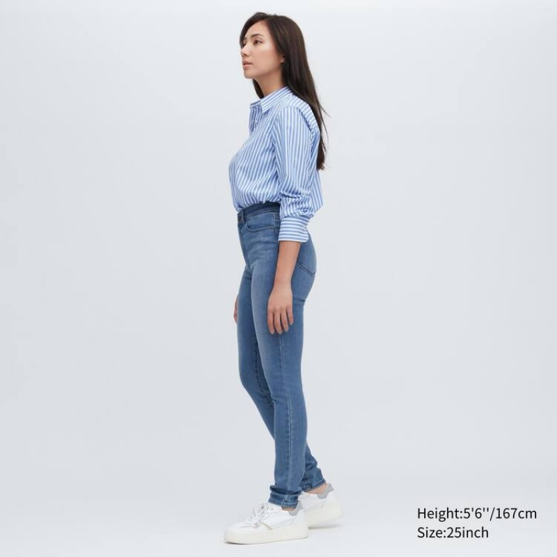 Dámské Džíny Uniqlo Ultra Stretch High Rise Hubená Fit Blankyt | UEVYZOA-94