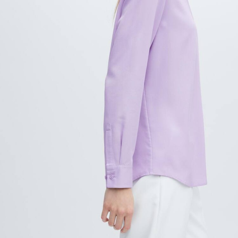 Dámské Halenka Uniqlo Viscose Long Sleeved Fialové | UYIPOXW-37