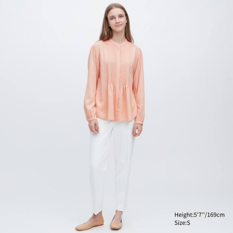 Dámské Halenka Uniqlo Viscose Pintucked Long Sleeved Koralove | KDEHYGS-46