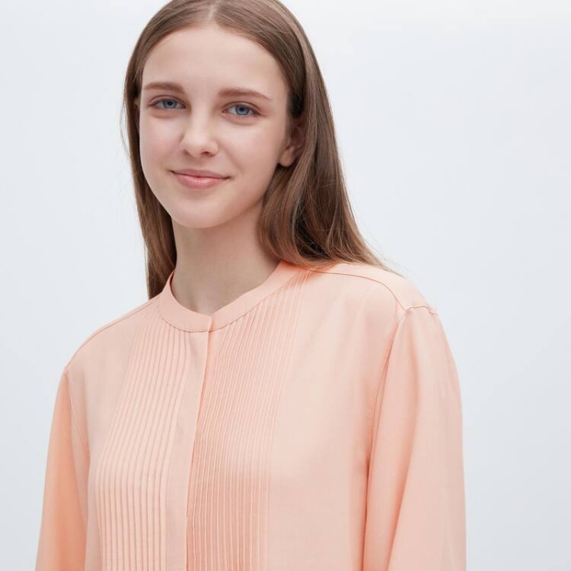 Dámské Halenka Uniqlo Viscose Pintucked Long Sleeved Koralove | KDEHYGS-46