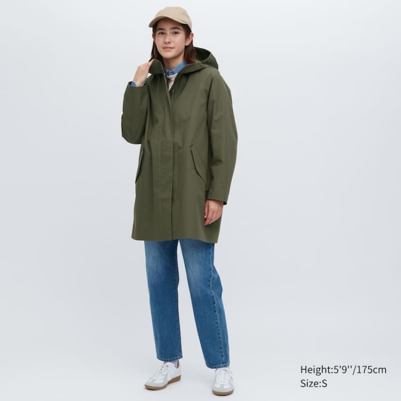 Dámské Kabáty Uniqlo Blocktech Half Olivy Zelené | LKQGXYA-79