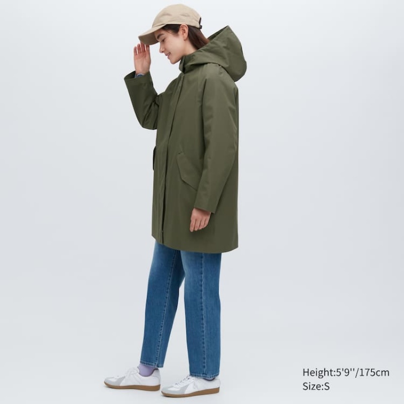 Dámské Kabáty Uniqlo Blocktech Half Olivy Zelené | LKQGXYA-79