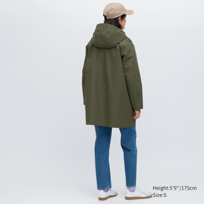 Dámské Kabáty Uniqlo Blocktech Half Olivy Zelené | LKQGXYA-79