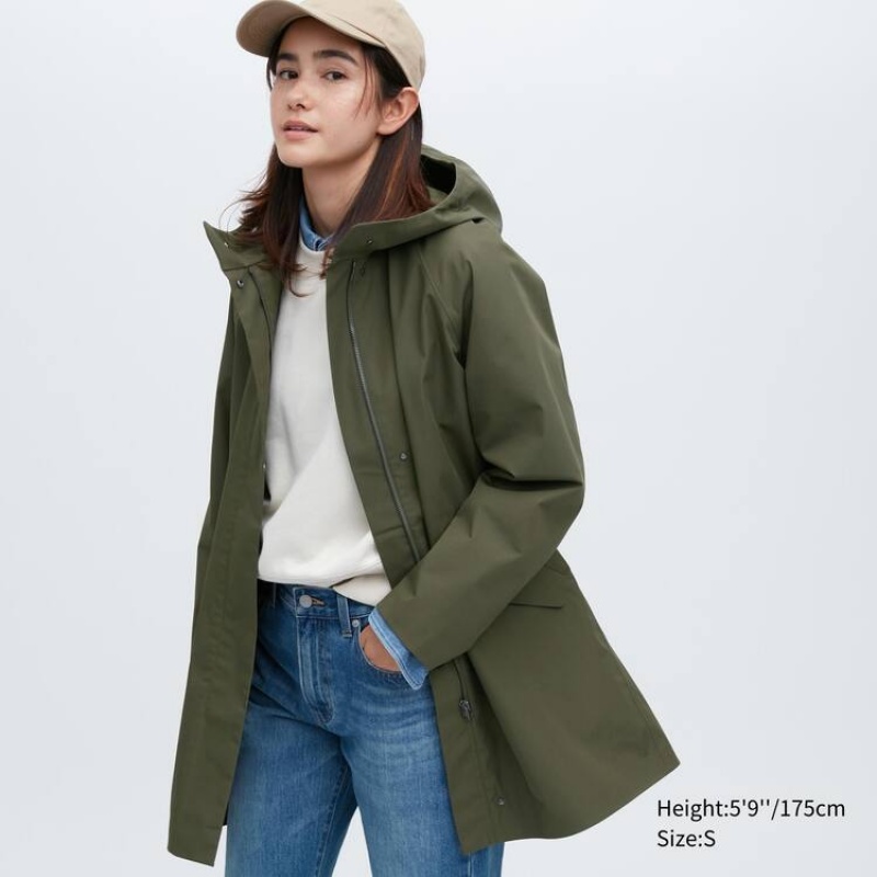 Dámské Kabáty Uniqlo Blocktech Half Olivy Zelené | LKQGXYA-79