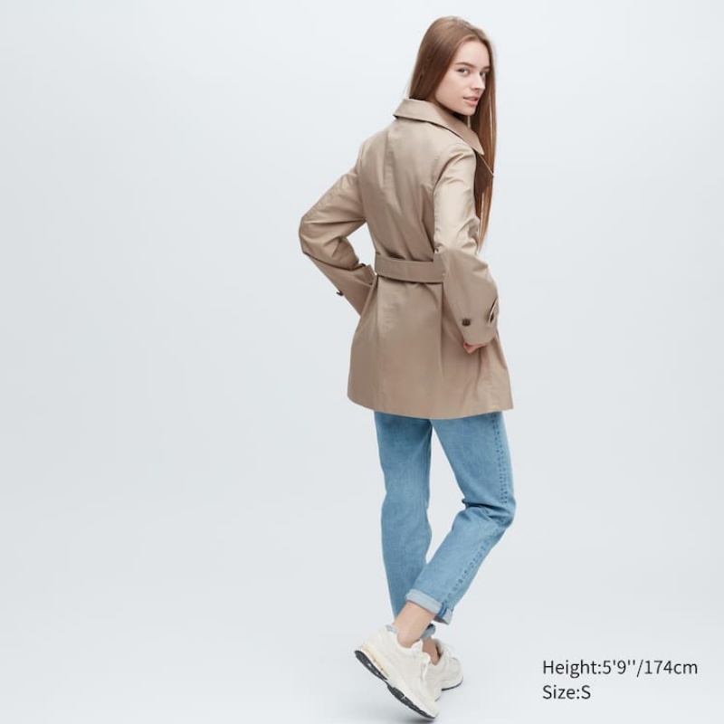 Dámské Kabáty Uniqlo Krátké Trench Béžový | DPZTXGY-60