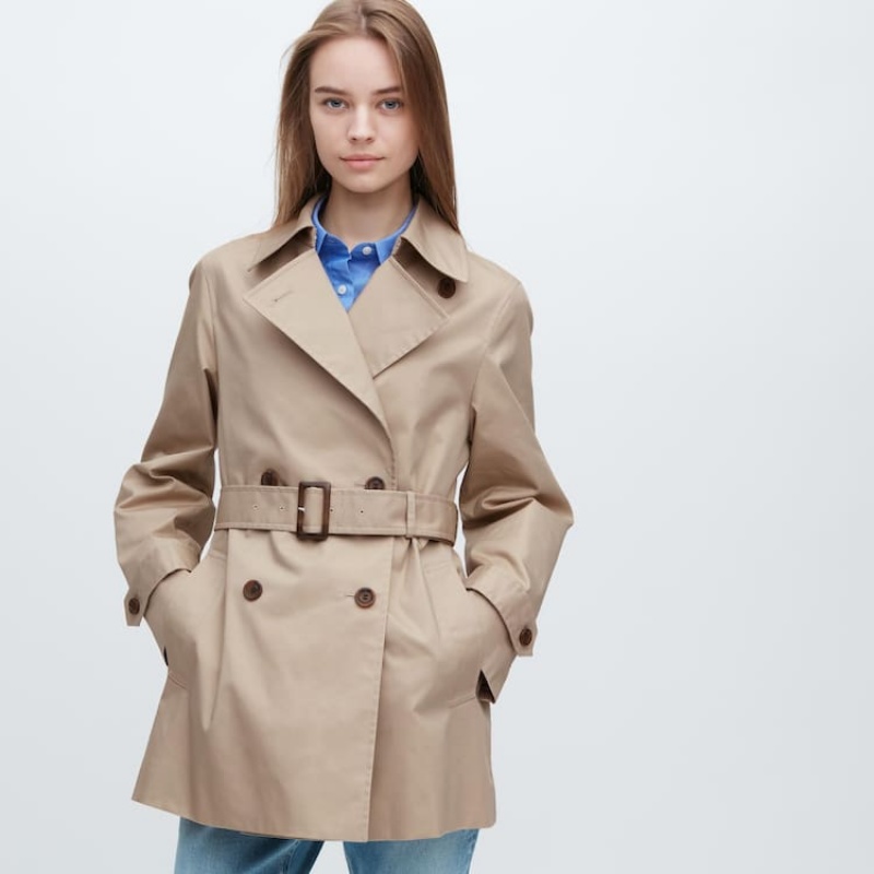 Dámské Kabáty Uniqlo Krátké Trench Béžový | DPZTXGY-60