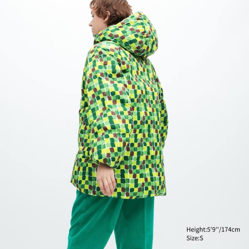 Dámské Kabáty Uniqlo Marni Down Printed Oversized Zelene | MIBVJEF-12