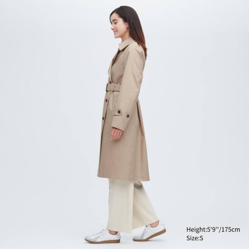 Dámské Kabáty Uniqlo Trench Béžový | OKSEBUH-20