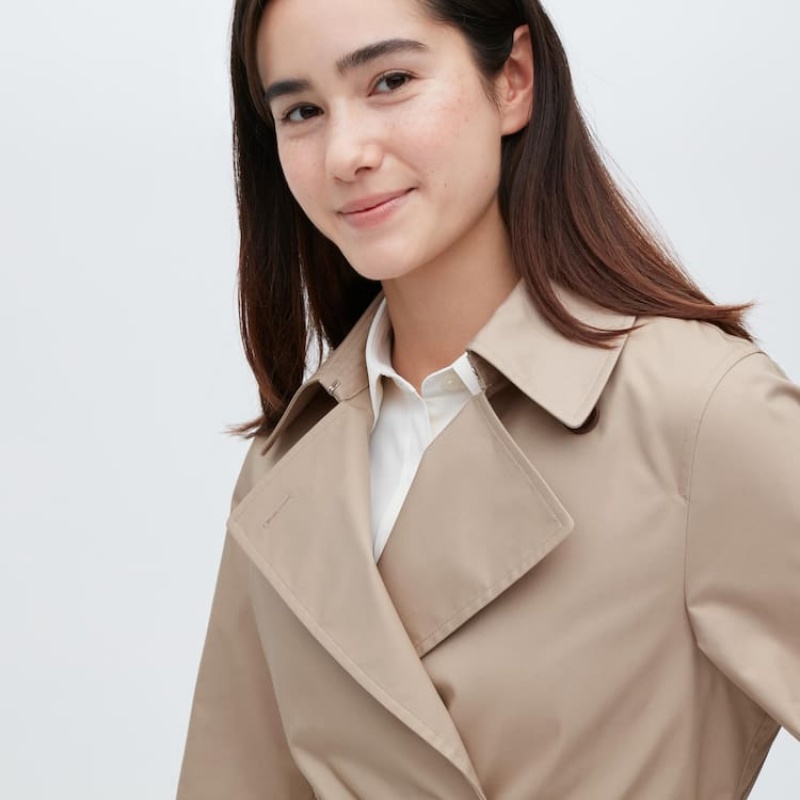 Dámské Kabáty Uniqlo Trench Béžový | OKSEBUH-20