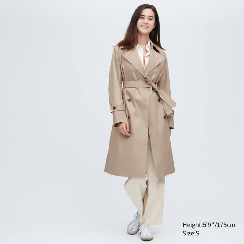 Dámské Kabáty Uniqlo Trench Béžový | OKSEBUH-20