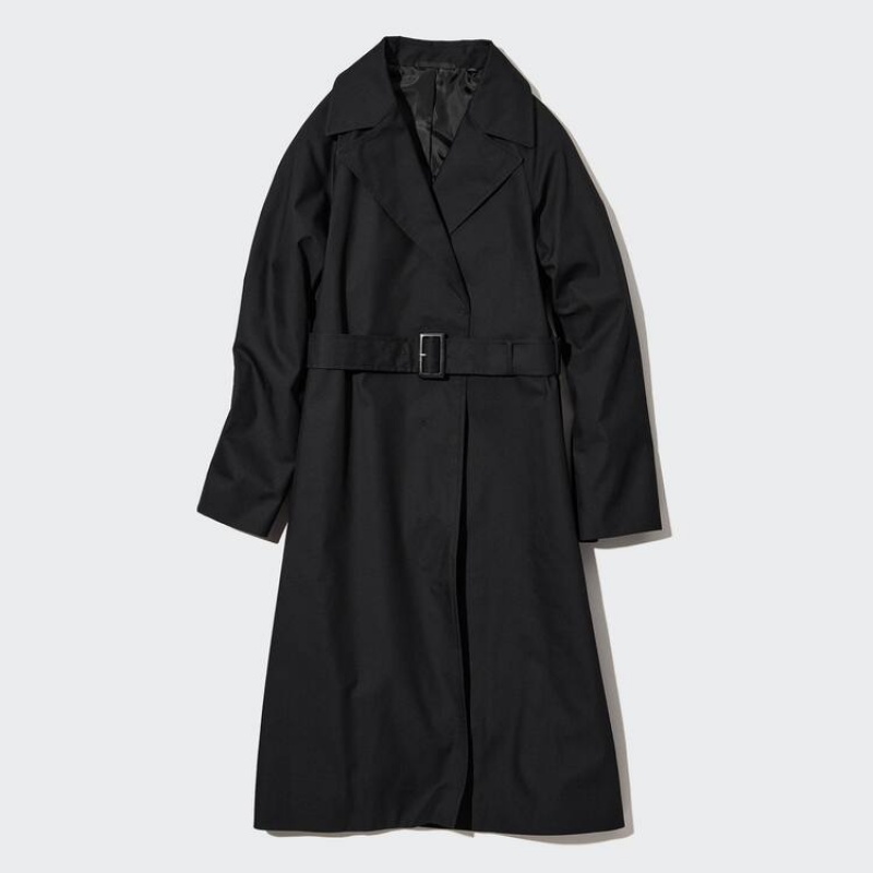 Dámské Kabáty Uniqlo Trench Černé | EGNXFHT-56