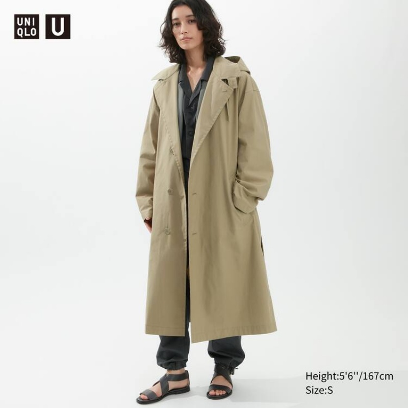 Dámské Kabáty Uniqlo U S Kapucí Long Hnědožlutý | BXRUKLC-65