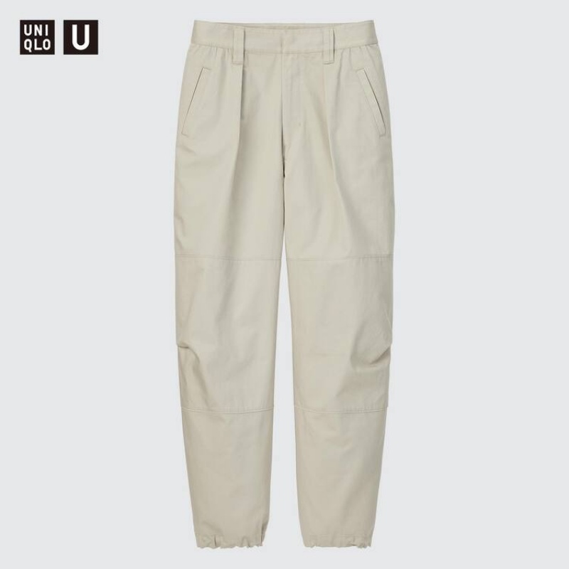 Dámské Kalhoty Jogger Uniqlo U Plisovaný Béžový | VWMCEFR-73