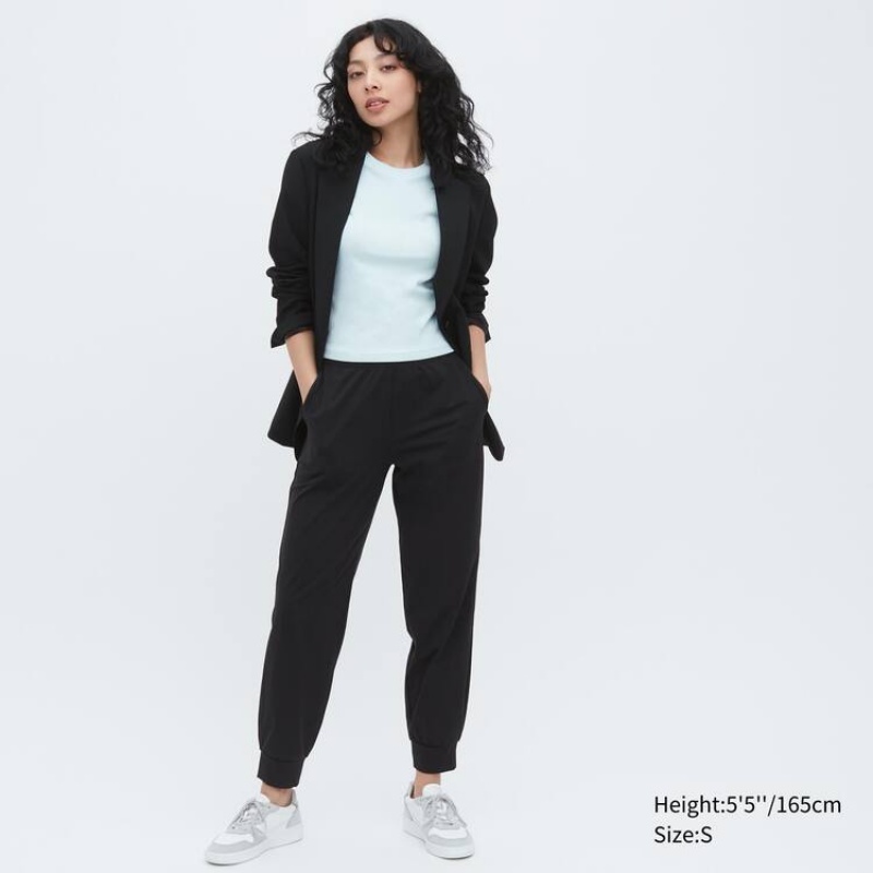 Dámské Kalhoty Jogger Uniqlo Ultra Stretch Airism Černé | IWEVKRA-63