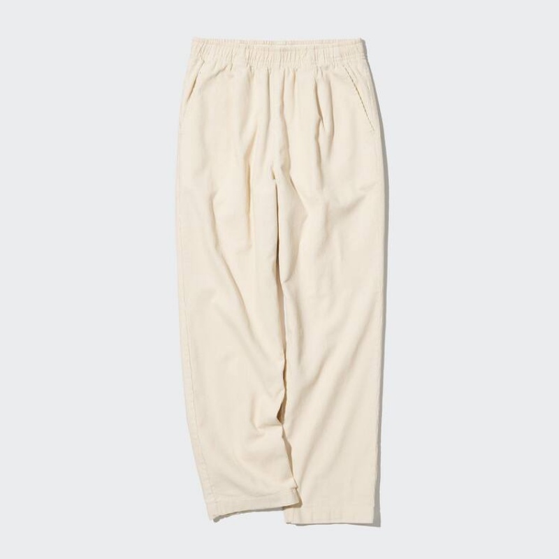 Dámské Kalhoty Uniqlo Corduroy Relaxed Fit Ankle Length Béžový | HEFDPWU-73