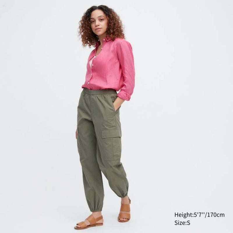 Dámské Kalhoty Uniqlo Easy Široké Fit Cargo Olivy Zelené | GIVUOQM-38