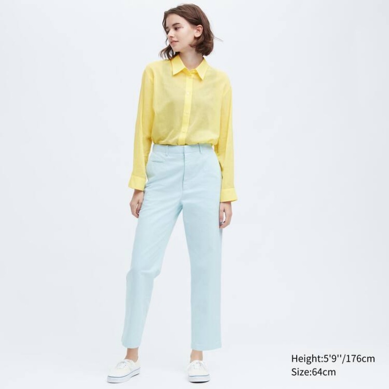 Dámské Kalhoty Uniqlo Ines De La Fressange Bavlněné Chino Blankyt | DCTIPQA-14