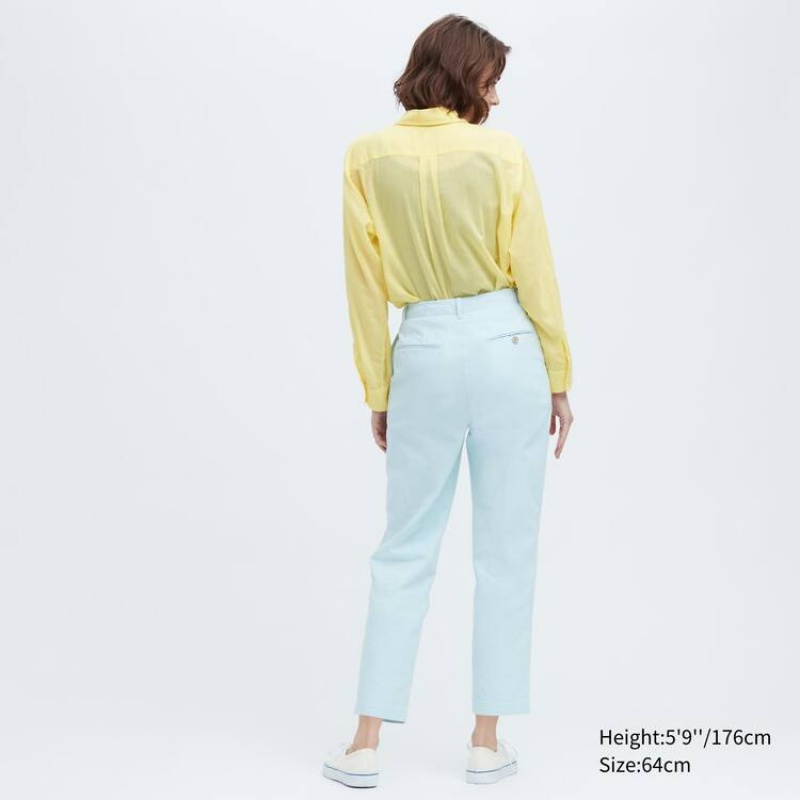 Dámské Kalhoty Uniqlo Ines De La Fressange Bavlněné Chino Blankyt | DCTIPQA-14