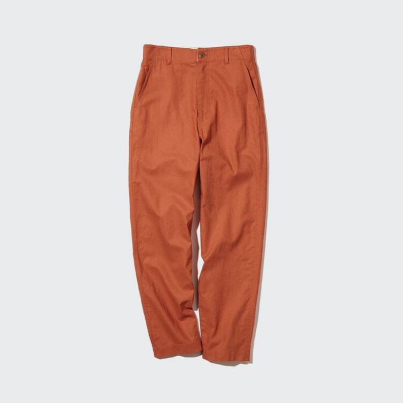 Dámské Kalhoty Uniqlo Linen Bavlněné Blend Tapered Oranžové | FPUYCAD-40