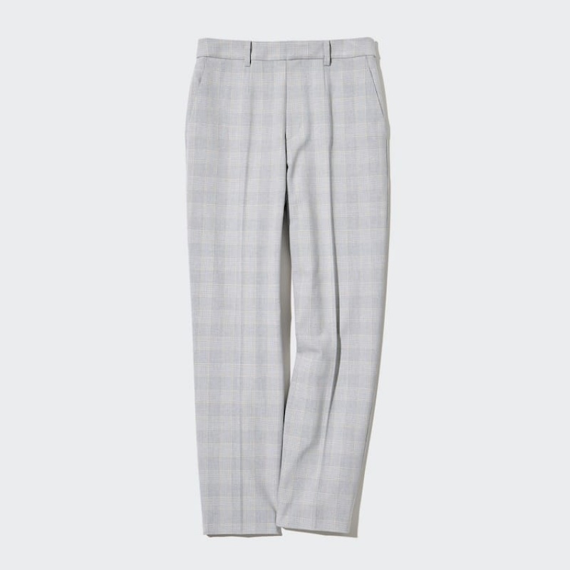 Dámské Kalhoty Uniqlo Smart Checked Ankle Length Světle Šedé | UWJKFNY-01