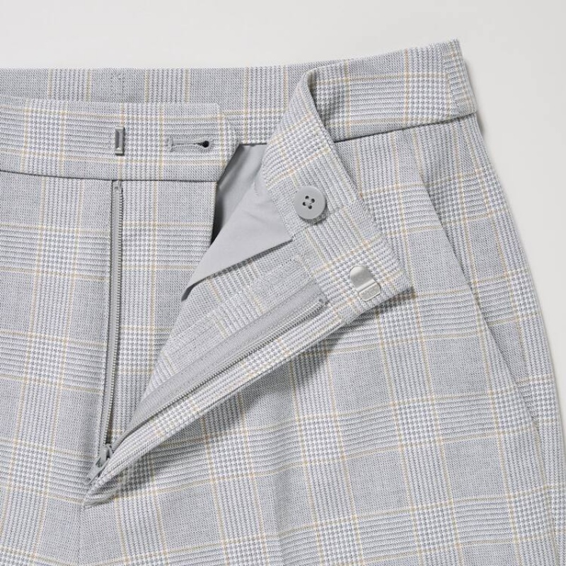 Dámské Kalhoty Uniqlo Smart Checked Ankle Length Světle Šedé | UWJKFNY-01