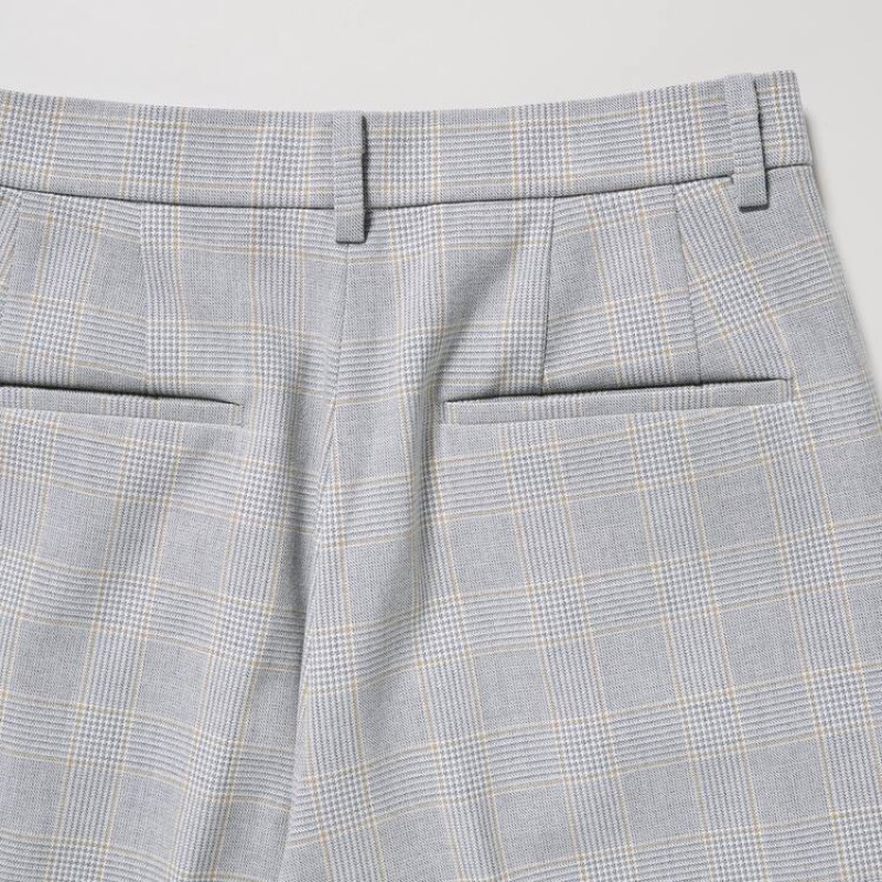 Dámské Kalhoty Uniqlo Smart Checked Ankle Length Světle Šedé | UWJKFNY-01