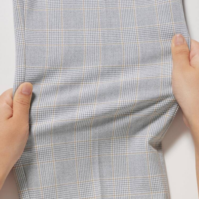 Dámské Kalhoty Uniqlo Smart Checked Ankle Length Světle Šedé | UWJKFNY-01