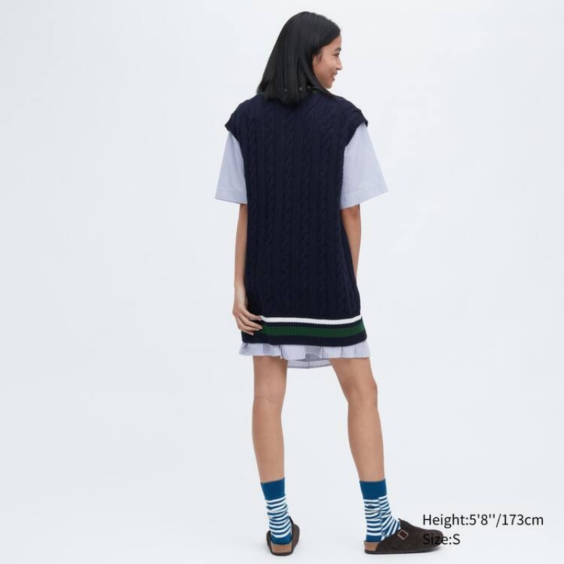 Dámské Knitwear Uniqlo Jw Anderson Long Cricket Tmavě Blankyt | RPAFESW-98