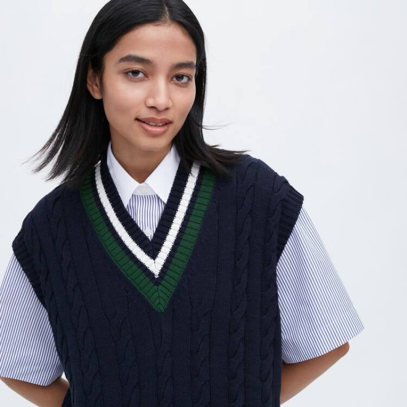 Dámské Knitwear Uniqlo Jw Anderson Long Cricket Tmavě Blankyt | RPAFESW-98