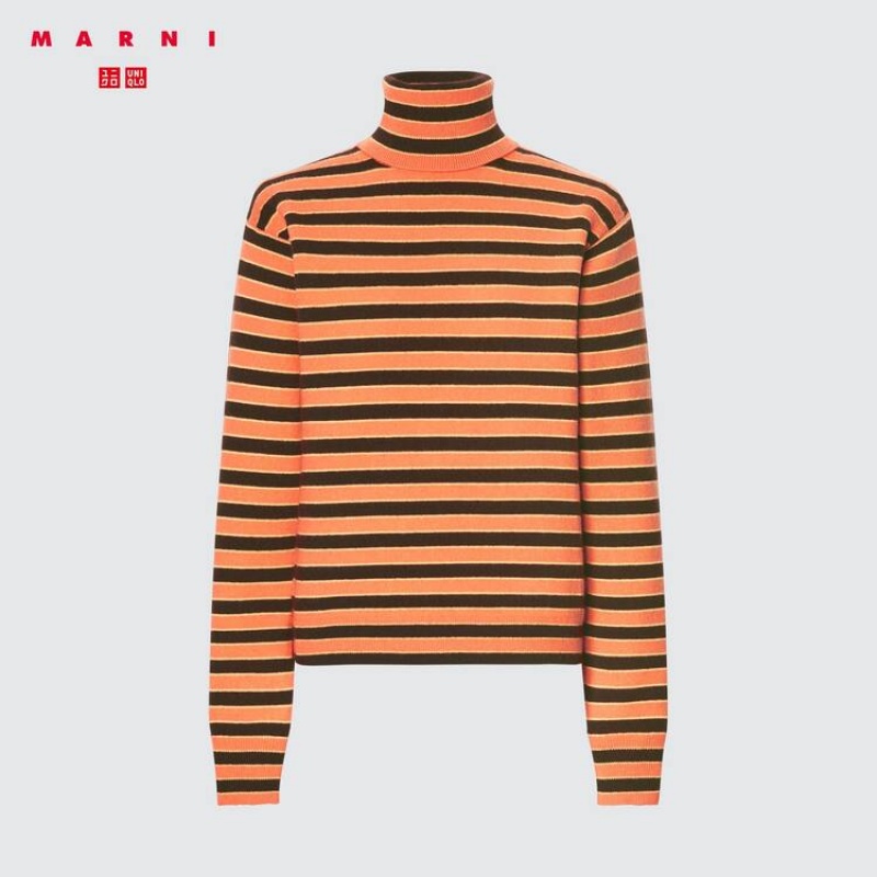 Dámské Knitwear Uniqlo Marni Cashmere Pruhovaný Turtleneck Oranžové | JYKEWDT-51