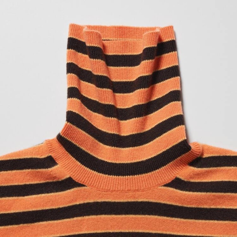 Dámské Knitwear Uniqlo Marni Cashmere Pruhovaný Turtleneck Oranžové | JYKEWDT-51