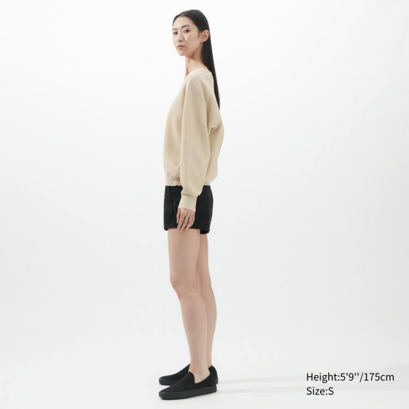 Dámské Knitwear Uniqlo U V Neck Béžový | IBDSZEU-24