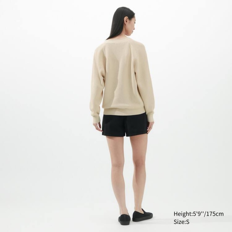 Dámské Knitwear Uniqlo U V Neck Béžový | IBDSZEU-24