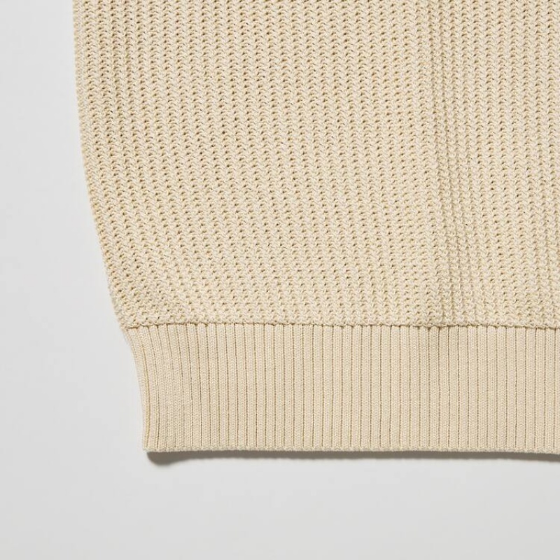 Dámské Knitwear Uniqlo U V Neck Béžový | IBDSZEU-24