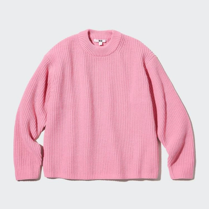 Dámské Knitwear Uniqlo Washable Soft Knit Crew Neck Růžové | WDSHUMT-16