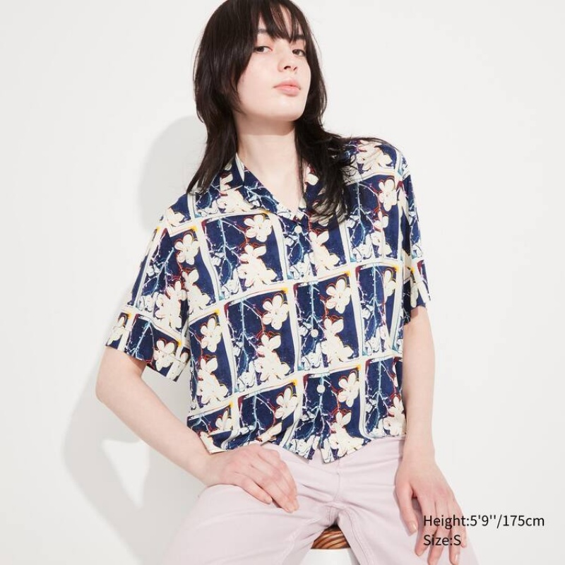 Dámské Košile Uniqlo Andy Warhol Flowers Sbírka Ut Printed Open Collar Krátké Sleeved Bílé | XEWLJGC-86