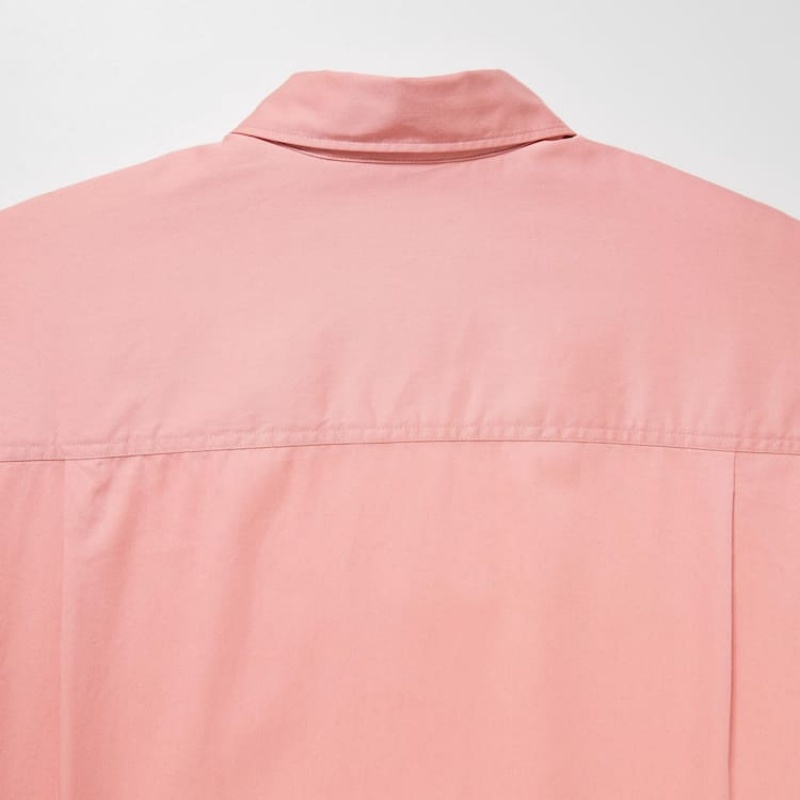 Dámské Košile Uniqlo Bavlněné Twill Oversized Long Sleeved Růžové | MTULVDB-59