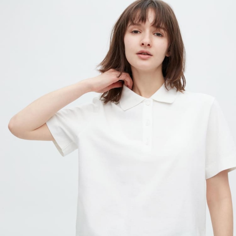 Dámské Košile Uniqlo Cropped Relaxed Fit Krátké Sleeved Bílé | OIFXQGR-38