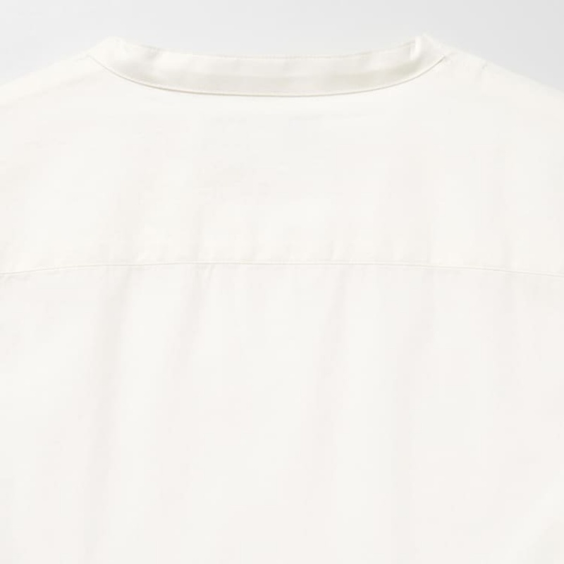 Dámské Košile Uniqlo Ines De La Fressange Bavlněné Twill V Neck 3/4 Sleeved Bílé | AJCHVTW-13