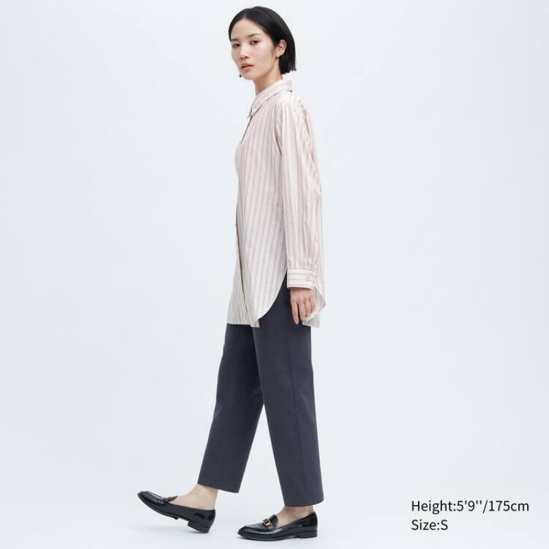 Dámské Košile Uniqlo Ines De La Fressange Bavlněné Silk Blend Oversized Long Sleeved Béžový | TFXDBRO-69